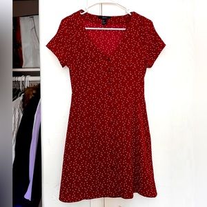 Red Polkadot Button-up dress